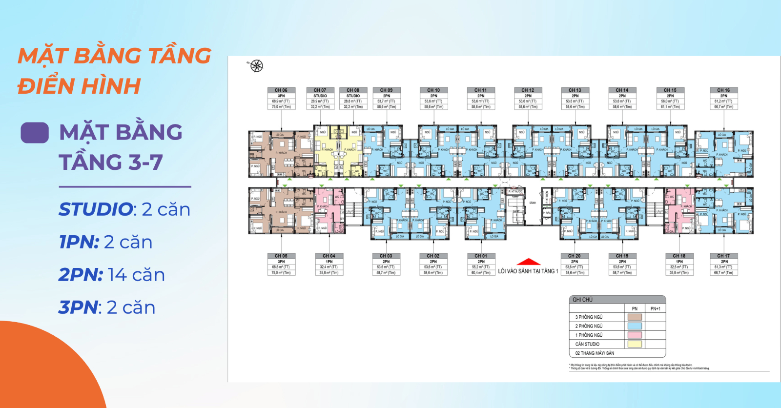Tầng 3-7 phân khu The Link Nhà ở xã hội Tràng Cát