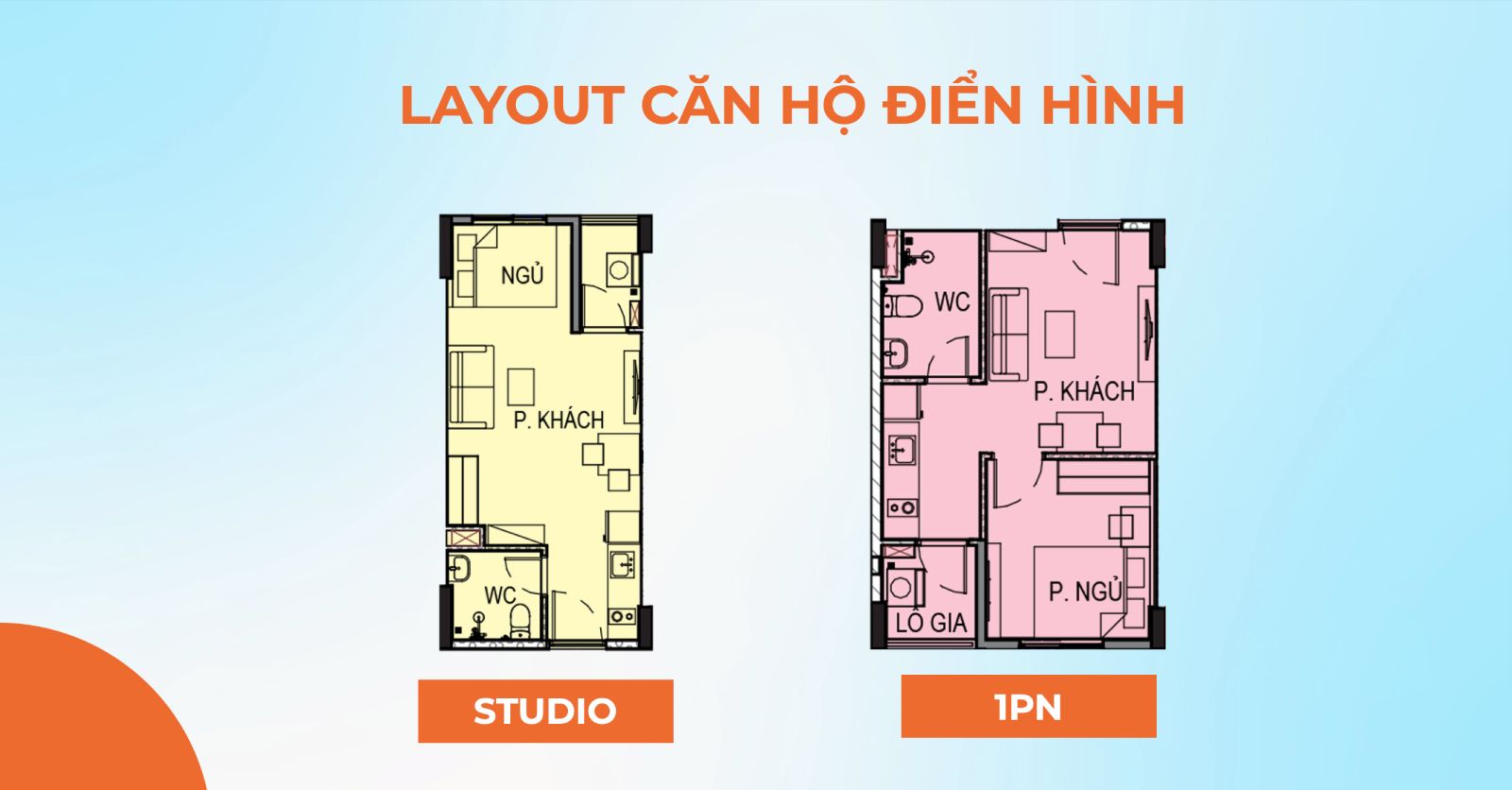 Layout căn hộ Studio và 1PN Nhà ở xã hội Tràng Cát