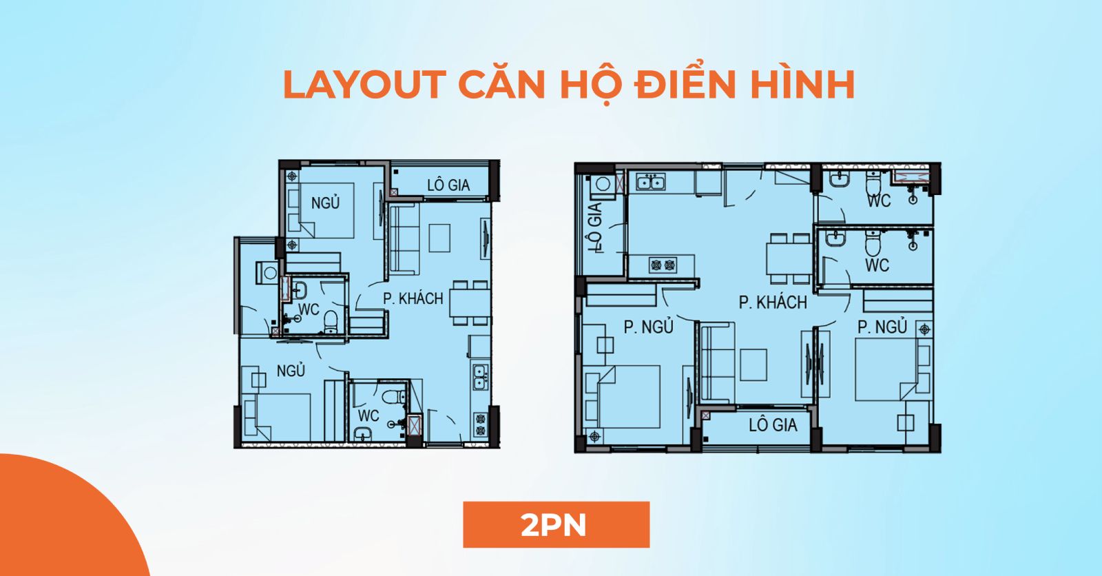Layout căn hộ 2PN Nhà ở xã hội Happy Home Tràng Cát